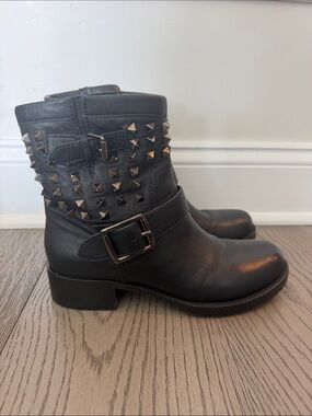 Valentino Women’s Rockstud Black Leather Studded Ankle Boots